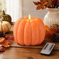 Fall Decor Flameless Pumpkin Candle with Remote & Timer - Real Wax, 5.6 Inch