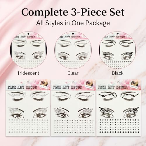 Eye Liner Crystal Face Gems 3-Pack - Festival Costume Accessories NO1