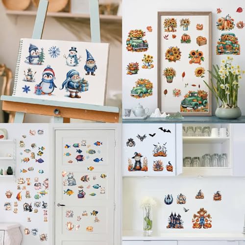 Fish Window Decals - Tropical Fish Wall Stickers for Home & Classroom - 8 Styles, Waterproof Peel & Stick Set - Variation: Fish