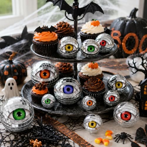 Halloween Disco Eyeballs Set - 25 Multicolor Glitter Foam Decorations