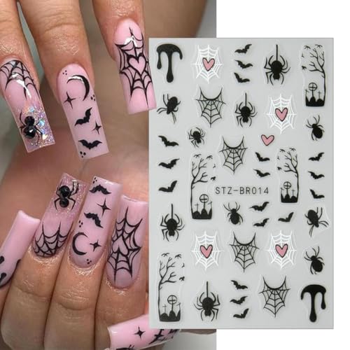 Halloween Nail Stickers Spider Variation - Self-Adhesive Nail Art Decals for DIY Manicure
