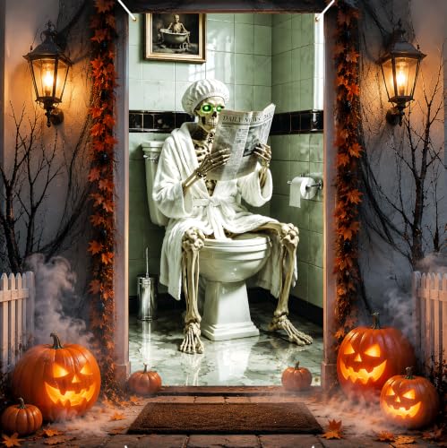 Halloween Skull Door Cover Decoration 35x71 Inch - Skeleton-A