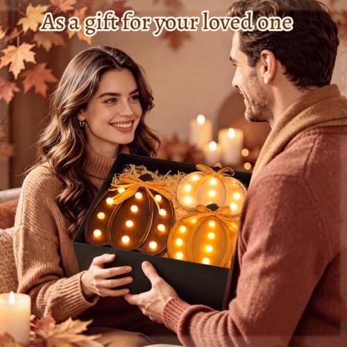 Lighted Pumpkin Decor Set - Brown Farmhouse Fall Thanksgiving Halloween