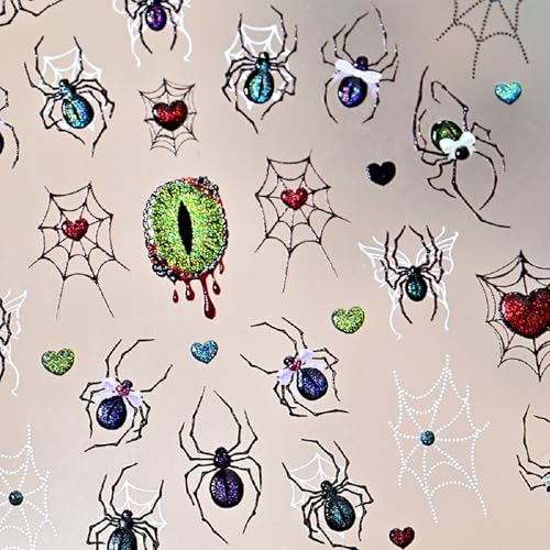 Halloween Nail Stickers 5D Embossed Spider Web Blood Dripping Design - Variation 4