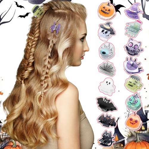 Mini Halloween Hair Claw Clips Set - 15 Styles for Spooky Costumes - Classic