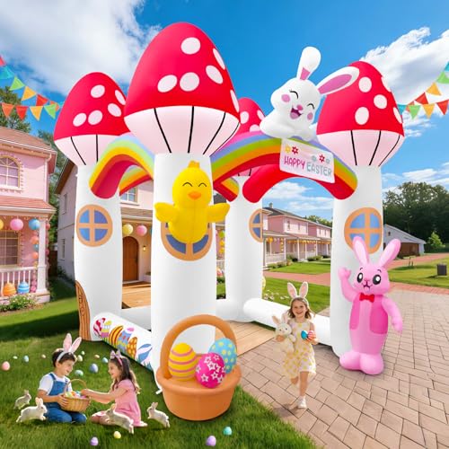 10FT Easter Bunny Inflatable Archway with Lights for Outdoor Decor