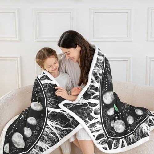 Death Moth Plush Throw Blanket Queen Size 90x90 Gothic Skull Halloween Decor