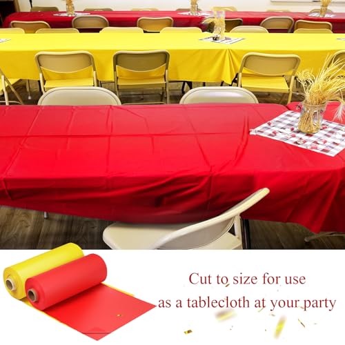 Carnival Circus Table Cover Backdrop - 2 Rolls Yellow & Red, Waterproof Disposable