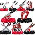 Halloween Horror Themed Honeycomb Centerpieces for Birthday Party Decorations - Bloody Knife Vampire Zombie Decor