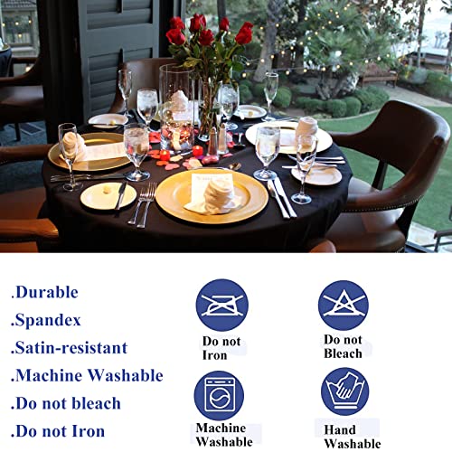 8 Pack 5FT Black Spandex Round Tablecloths - Fitted Stretchable Cover for Wedding & Events