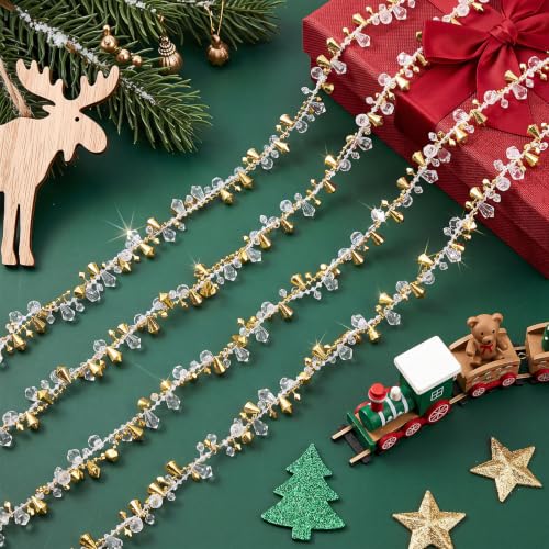 Christmas Bead Garland Set - Gold & Clear Acrylic Garlands, 80 ft Total