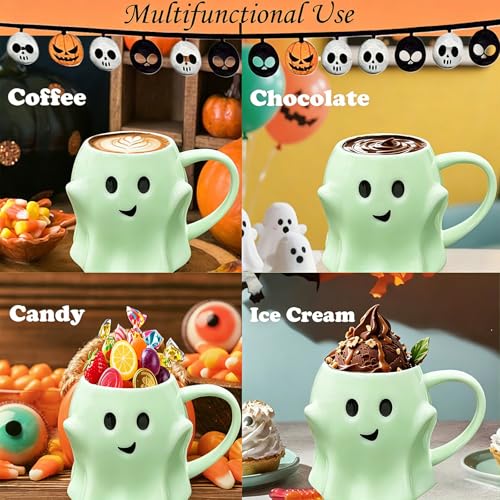 Halloween Ghost Mug - Green 3D Cute Spooky Ceramic Coffee Cup, Novelty Gift