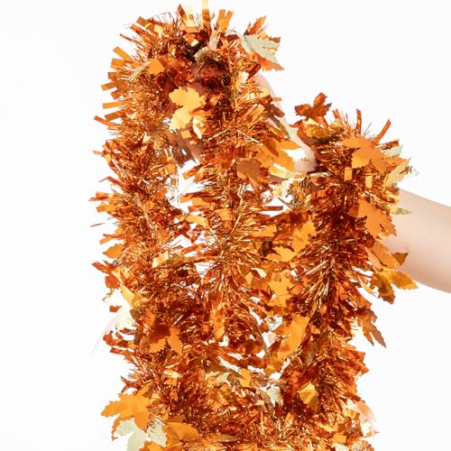 33Ft Autumn Thanksgiving Gold Maple Leaf Tinsel Garland Decoration