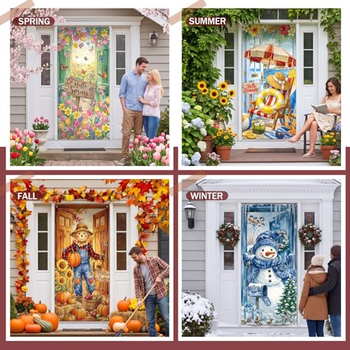 Breling Seasonal Door Cover Set - Festival Edition, 12 Pcs for Fall Halloween and Holiday Decor