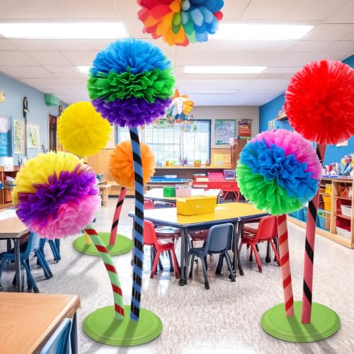 Halloween Party Decoration Pom Poms - 14 Inch Gradient Tissue Paper Flowers - 6 Pack