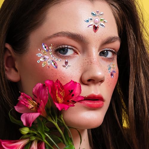 Multicolored Face Gems Stickers Set for Face Body DIY Festival Party