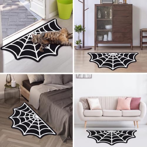 Halloween Bath Mat Set 3 Pieces Spider Web Non Slip Bathroom Rugs