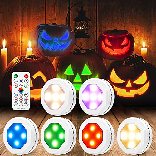 6 Pack RGB Pumpkin Lights with Remote Control Dimmable Timer Halloween Decor