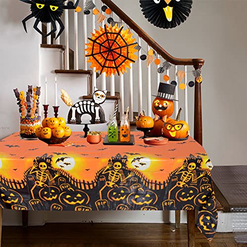 Halloween Waterproof Plastic Tablecloth 54x72 Inches - 3 Pack Party Cover