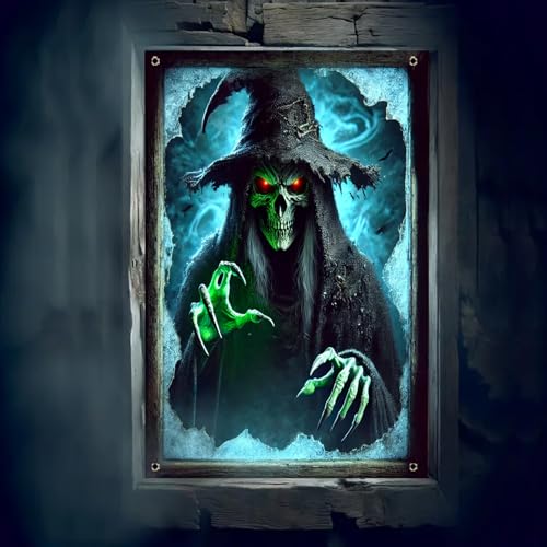 Halloween Witch Window Cover 31x47 Inch Spooky Decor for Home & Garden