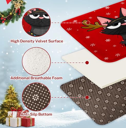 Britimes Christmas Reindeer Bath Rug Set of 3 Xmas 26 - Non-Slip Microfiber Bathroom Mats