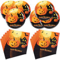 Halloween Pumpkin Disposable Dinnerware Set - Plates & Napkins for Party, 40 Pieces, 2024 Theme