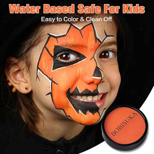 Orange Face & Body Paint Kit - Water-Based Halloween Makeup, Safe Non-Toxic, Stage & Costume Use