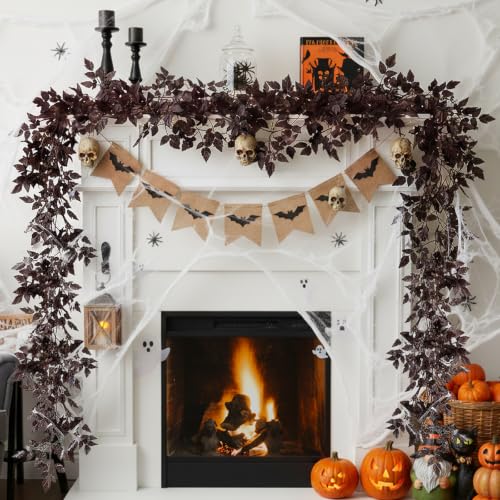 12Ft Fall Garland with Realistic Purple Leaves for Fireplace Mantel Indoor Outdoor Decor - Variation of THIS listing