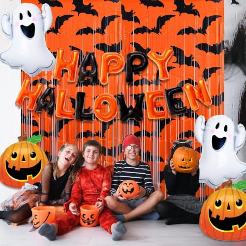 Halloween Balloons & Banner Set - Ghost, Pumpkin Foil Balloons for Party Decorations