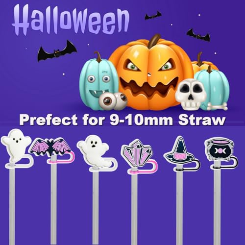Halloween Silicone Straw Cover Caps for 30-40 oz Tumblers - Reusable & Decorative