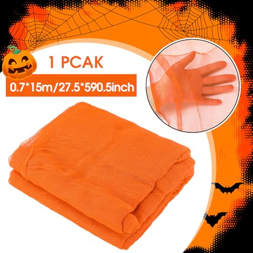 Halloween Orange Cheesecloth Fabric Roll - 29.92 x 590.55 Inch for DIY Decorations