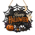 Halloween Wooden Door Sign - Haunted Ghost Witch Pumpkin Hanging Decor for Front Door