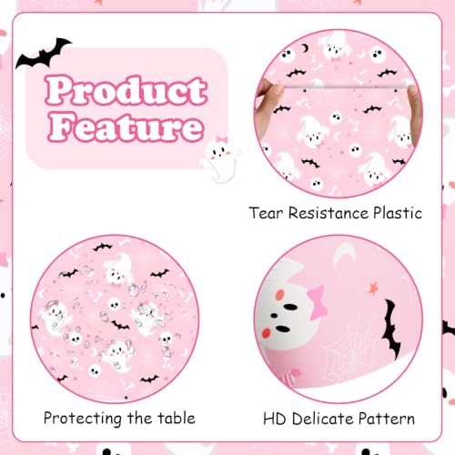 Pink Halloween Tablecloths 8-Pack Disposable Water-Resistant Party Covers for Girls Birthday Baby Shower - Variation 8