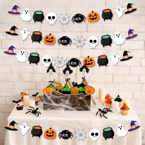 Halloween Hanging Banner Decor Black Witch Ghost Pattern Party Supplies