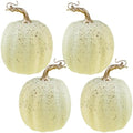 Artificial Cream Fall Pumpkin Set of 4 - Rustic Harvest Decor for Autumn Halloween Thanksgiving