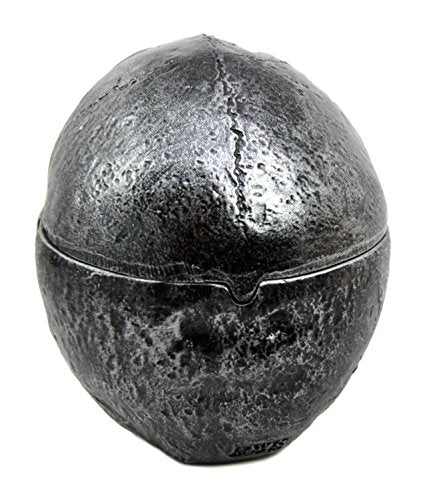 Death Skull Ashtray with Lid - Gothic Resin Human Skull Figurine