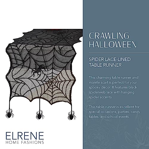 Halloween Spider Lace Table Runner - Black 13 x 70 Inches Decor
