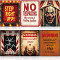 Preboun Halloween Circus Decorations Retro Poster Set - Creepy Carnival Wall Art, 6 Pieces
