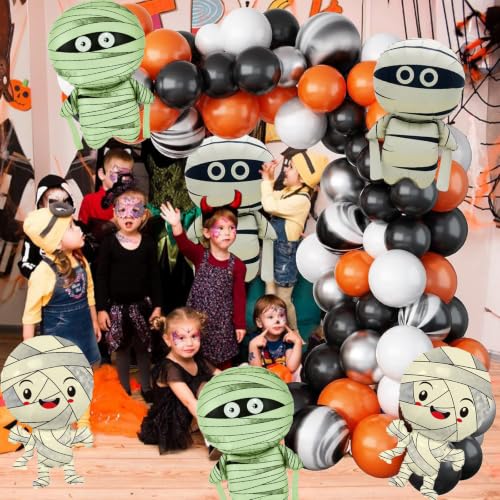 Halloween Mummy Balloons Set - 6pcs Horror Themed Party Decorations