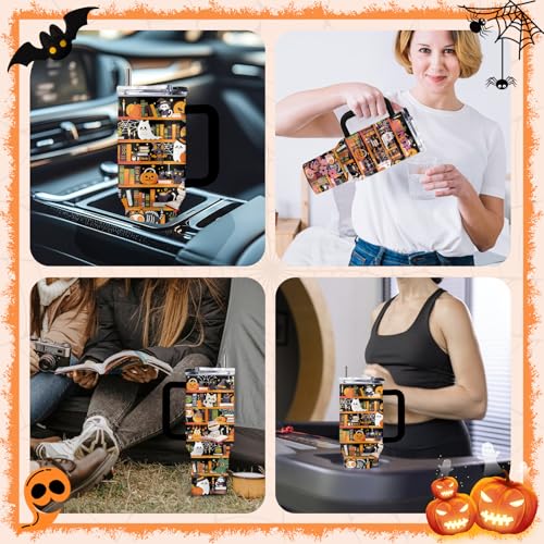 Halloween Book Lovers 40oz Stainless Steel Tumbler with Handle & Straw