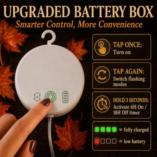 Fall Window Lights with Maple Leaves - Thanksgiving LED Decor Set, 3-Pack