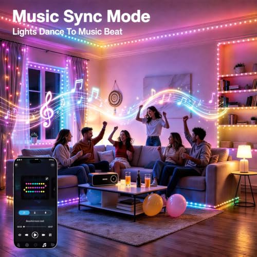 RGB USB Fairy Lights 50ft 150 LEDs with Remote & App Control, Music Sync, Timer, Indoor Holiday Decor