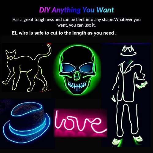 3 M Fluorescent Green EL Wire with Controller Waterproof Flexible Light Strip - DIY Costume & Party Decor