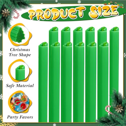 Disposable Plastic Drinking Straws with Christmas Tree Shapes - Bulk Party Supplies