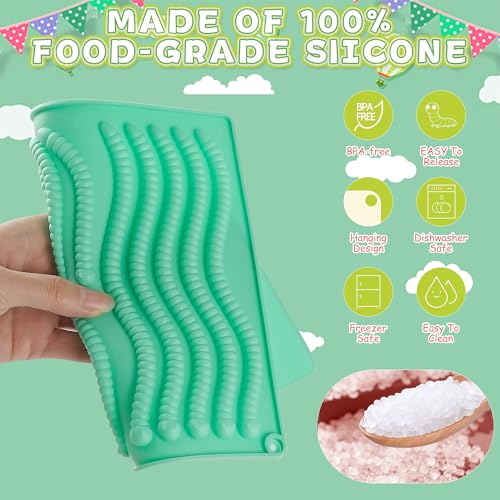5PCS Silicone Gummy Worm Mold Set with Droppers - Non-Stick Candy & Chocolate Molds