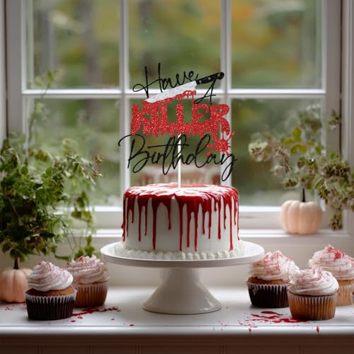 Halloween Zombie Vampire Cake Topper Black Glitter Birthday Decorations