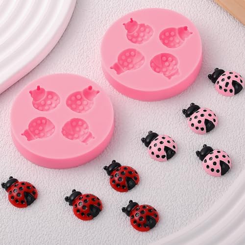 Mini Beetle Cake Decorating Mold Set - 2 Pcs Silicone Insect Shapes for Cupcakes & Confections