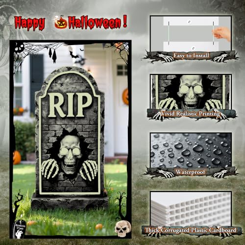 Glow in The Dark Halloween Tombstones Set - 23.6 Inch, 5 Pack Yard Decorations
