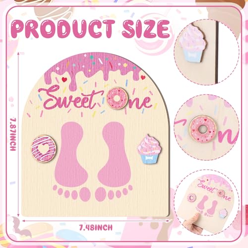 Baby First Birthday Doughnut Footprint Art Decoration - Sweet One Variation