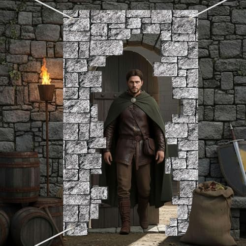 Medieval Wall Door Banner - Castle Brick Design Party Decoration - Variation of THIS listing